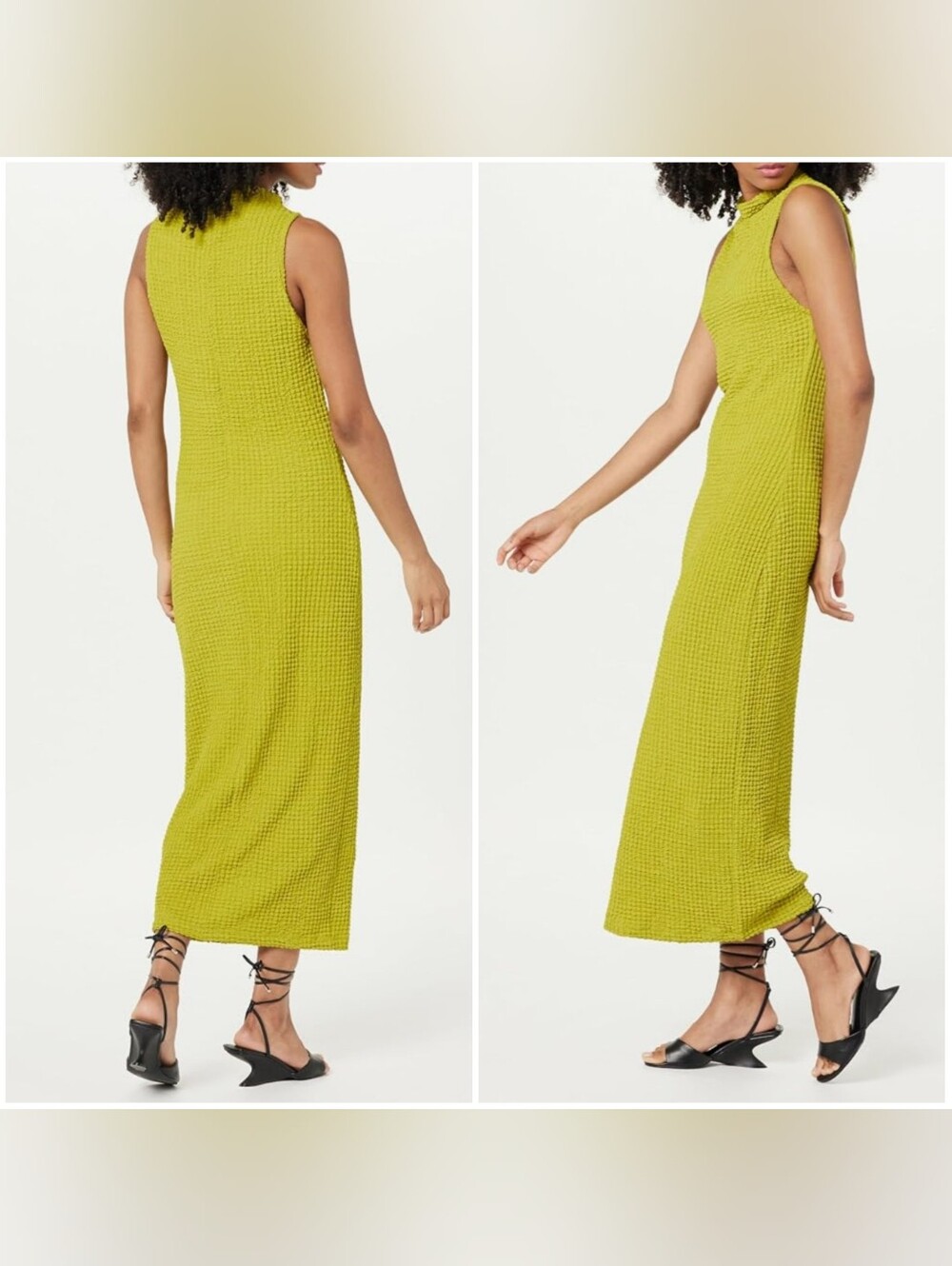 The Drop Womens Lena High Neck Textured Midi Stretch Dress M